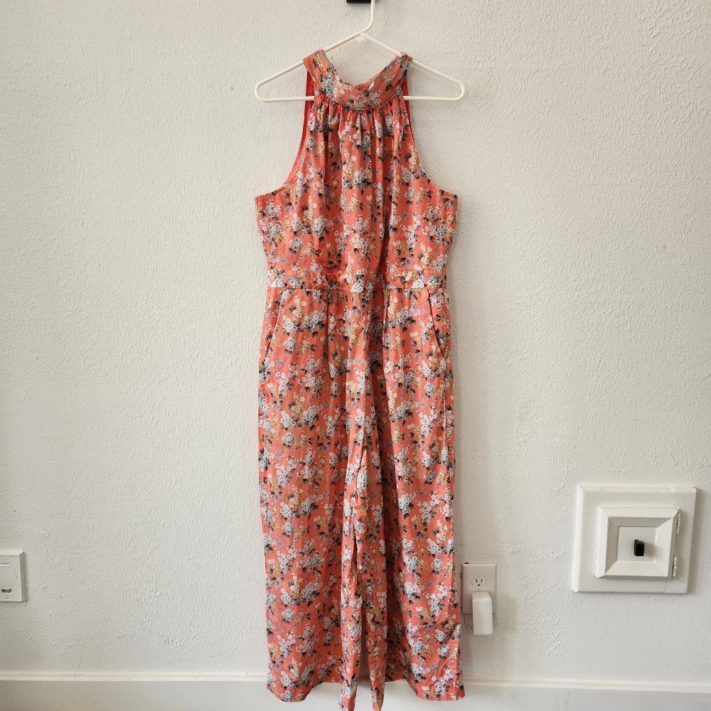 J. Crew Liberty Fabric Halter Top Jumpsuit Romper Womens 16 Floral Sleeveless